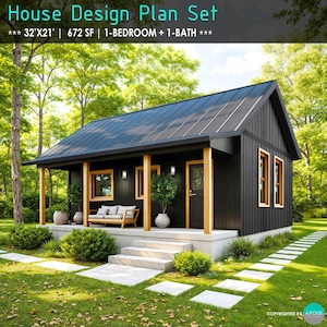 Small house plans Modern Cabin Plans - 1 Bedroom (PDF Download)