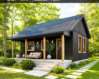 Small house plans Modern Cabin Plans - 1 Bedroom (PDF Download)