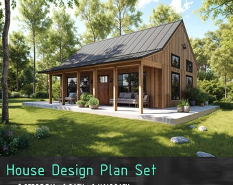 38&#39;x27&#39; Small House Plans Blueprint 2 bedroom Cabin Plans PDF House Design Plans - Small Guest House Floor Plan Build 1,026SF