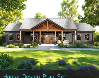 Plan domu w stylu farmy z 3 sypialniami i 2 łazienkami, 16,8 m x 8,2 m – Plan domu typu ranczo o powierzchni 147 m² – Budowa domu na zamówienie – Pobierz plik PDF