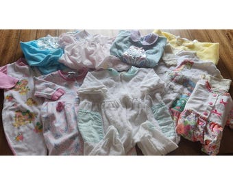 90s Baby Girl Clothing Bundle Sleepers Outfits Pajamas Rompers lot 9piece 12-24