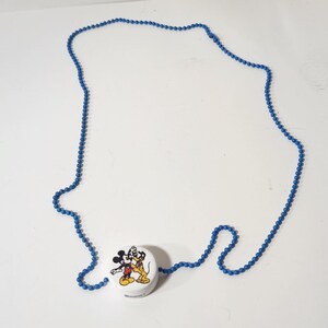 Vintage Disney Mickey Mouse Pluto Blue Ball Chain Necklace White Pendant gumball image 2