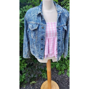 Crocker Denim Jacket Women&#39;s Medium Acid Wash Blue Jean Trucker Vintage