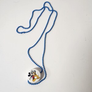 Vintage Disney Mickey Mouse Pluto Blue Ball Chain Necklace White Pendant gumball image 4