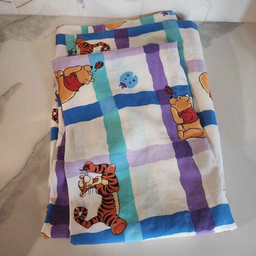 Tigger Panel Vintage 90s Disney Winnie the Pooh Tigger & Ladybug Plaid Drapery Panel ...