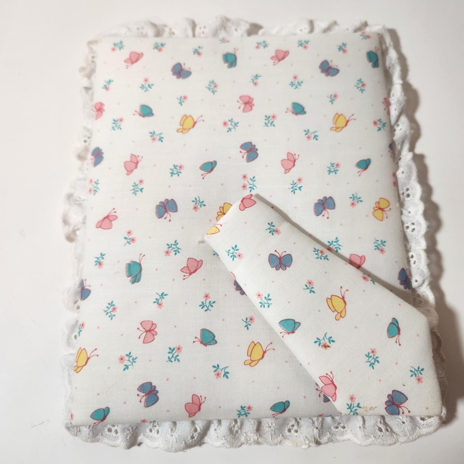 Picture Frame Eyelets Vintage 1985 Handmade Fabric Butterfly Picture Frame Eyelet Lace Trim ...