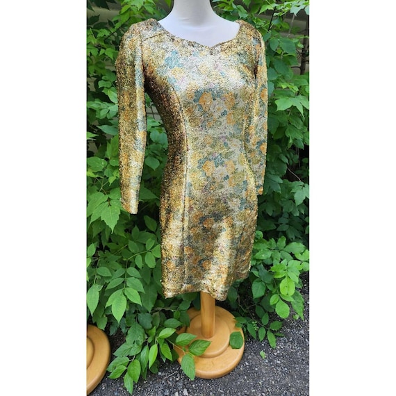 gold rockabilly dress 1950s Halterneck circle Golden Sparkle Dress from Vivien of Holloway