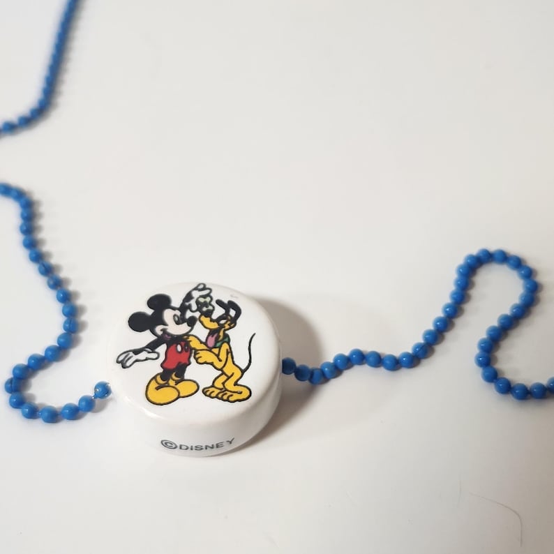Vintage Disney Mickey Mouse Pluto Blue Ball Chain Necklace White Pendant gumball image 1