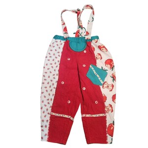 Mono de pana con patchwork de manzana para niños, mono escolar, edredón de juego de granja blanco