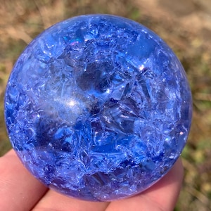 1.9&#39;&#39;+ Magical Blue Aura Crackle Sphere,Crystal Glass Ball,Crystal Ball,Sphere,Crystal Gifts 1pc