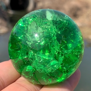 1.9&#39;&#39;+ Magical Green Aura Crackle Sphere,Crystal Glass Ball,Crystal Ball,Sphere,Crystal Gifts 1pc