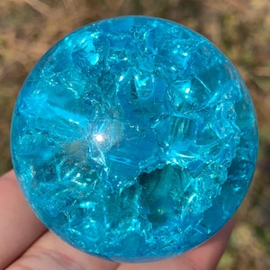 1.9&#39;&#39;+ Magical Blue Aura Crackle Sphere,Crystal Glass Ball,Crystal Ball,Sphere,Crystal Gifts 1pc