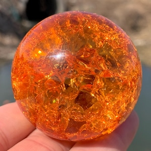 1.9&#39;&#39;+ Magical Orange Aura Crackle Sphere,Crystal Glass Ball,Crystal Ball,Sphere,Crystal Gifts 1pc