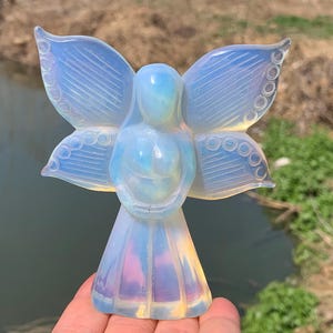 4&#39;&#39;+ Opalite quartz crystal Angel skull crystal gifts 1pc