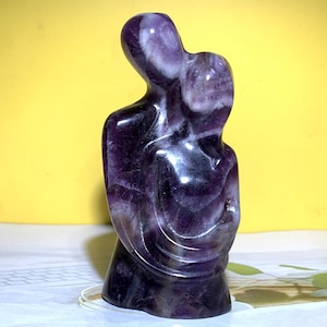 3.5&#39;&#39;+ Natural Dreamy Amethyst quartz,quartz crystal,hand carved,Crystal Couple,Couple skull,Crystal Gifts 1pc