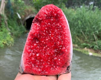Red Geode quartz Crystal Cluster,quartz crystal,Mineral Vug specimen,Green Crystal Cluster specimen,Crystal Gifts 1pc