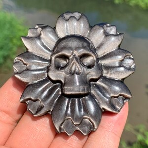 2.7''+ Natural Silver obsidian quartz,quartz crystal,hand carved,Crystal Flowers,Crystal skull,Crystal Gifts 1pc