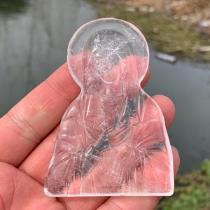3.1&#39;&#39;+ Natural Clear quartz,quartz crystal,Crystal Virgin Mary,Virgin Mary Skull,Hand Carved Crystal Gifts 1pc