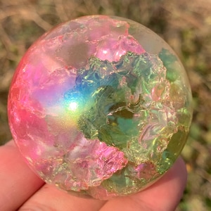 1.9 &#39;&#39;+ Titanium Rainbow Magical Aura Crackle Sphere, Kristall Glaskugel, Kristallkugel, Kristallkugel, Kristallkugeln, Geschenke 1Stk