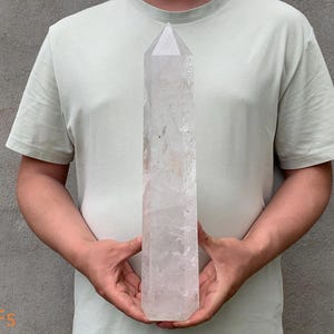 Obelisco de cristal de cuarzo transparente natural: Punta de varita de sanación Reiki