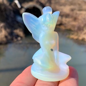 2.5&#39;&#39;+ Opalite quartz,quartz crystal,Crystal Angel,Angel Skull,Hand Carved Crystal Gifts 1pc
