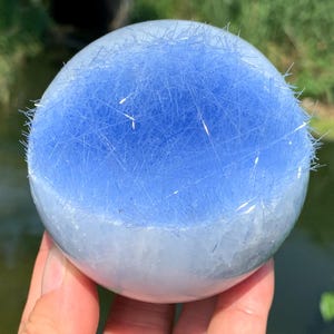 Blue Calcite Specimen Quartz Crystal Ball Cluster,Goethite,Crystal Sphere,Mineral Specimen,Energy Crystal,Crystal Gifts 1PC