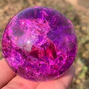 1.9&#39;&#39;+ Magical Purple Aura Crackle Sphere,Crystal Glass Ball,Crystal Ball,Sphere,Crystal Gifts 1pc