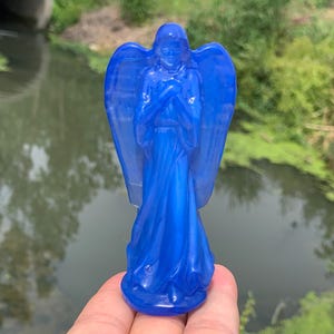 3.9&#39;&#39;+ Blue Opalite quartz,quartz crystal,hand carved,Crystal Angel,Angel skull,Crystal Gifts 1pc