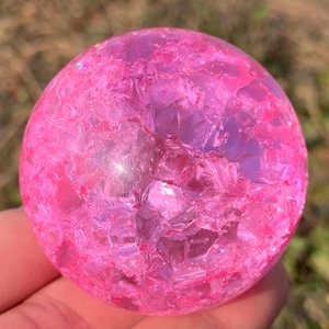 1.9&#39;&#39;+ Magical Pink Aura Crackle Sphere,Crystal Glass Ball,Crystal Ball,Sphere,Crystal Gifts 1pc