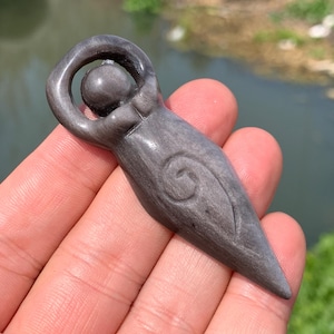 2.8''+ Natural Silver obsidian quartz,quartz crystal,hand carved,Crystal Dancing Girl Pendant skull,Crystal Gifts 1pc