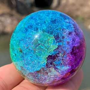 1.9 &#39;&#39;+ Titanium Rainbow Magical Aura Crackle Sphere, Kristall Glaskugel, Kristallkugel, Kristallkugel, Kristallkugeln, Geschenke 1Stk