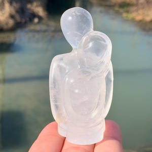 3.1''+ Natural Clear quartz,quartz crystal,Crystal Couple,Couple Skull,Hand Carved Crystal Gifts 1pc