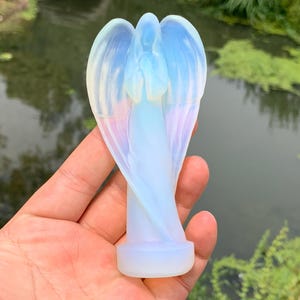 4.5&#39;&#39;+ Opalite quartz,quartz crystal,hand carved,Crystal Angel,Angel skull,Crystal Gifts 1pc