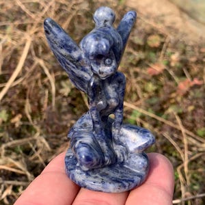 2.5&#39;&#39;+ Natural Sodalite quartz,quartz crystal,Crystal Angel,Angel Skull,Hand Carved Crystal Gifts 1pc