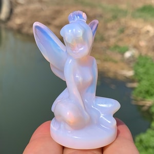 2.5&#39;&#39;+ Pink Opalite quartz,quartz crystal,hand carved,Crystal Angel,Angel skull,Crystal Gifts 1PC