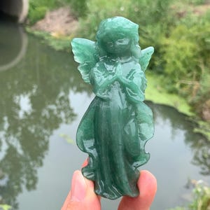 3.9&#39;&#39;+ Natural Aventurine quartz,quartz crystal,hand carved,Crystal Angel,Angel skull,Crystal Gifts 1pc