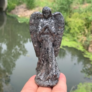 3.9&#39;&#39;+ Natural Yooperlite quartz,quartz crystal,hand carved,Crystal Angel,Angel skull,Crystal Gifts 1pc