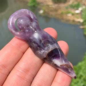 2.8''+ Natural Dream amethyst quartz,quartz crystal,hand carved,Crystal Dancing Girl Pendant skull,Crystal Gifts 1pc