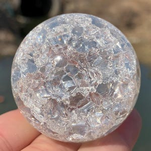 1.9&#39;&#39;+ Magical White Aura Crackle Sphere,Crystal Glass Ball,Crystal Ball,Sphere,Crystal Gifts 1pc