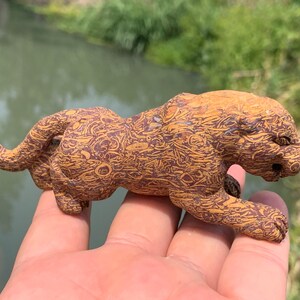4.7&#39;&#39;+ Natural Golden Silk Jade quartz,quartz crystal,hand carved,Crystal Leopard,Leopard skull,Crystal Gifts 1pc
