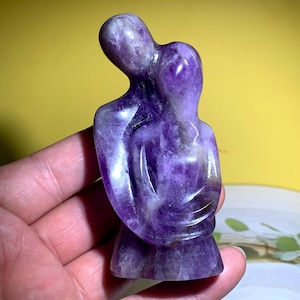 3.5&#39;&#39;+ Natural Dream amethyst quartz,quartz crystal,Crystal Couple,Couple Skull,Hand Carved Crystal Gifts 1pc