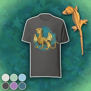 Camiseta con diseño de dragón gecko crestado, dibujada a mano - Ropa novedosa para amantes de los reptiles y dragones