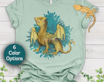 Camiseta con diseño de dragón gecko crestado, dibujada a mano - Ropa novedosa para amantes de los reptiles y dragones