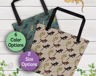 Bolsa de mano con estampado de geco crestado (dos tamaños), regalo para amantes de los reptiles