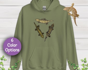 Sudadera con capucha triangular Leachie, diseño dibujado a mano. Sudadera unisex con temática de reptiles. Moda herpetológica.