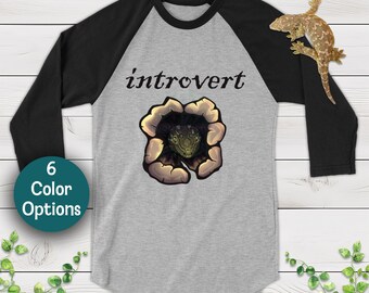 Leachie Introvertido - Arte dibujado a mano, camiseta unisex de manga 3/4, regalo para dueños de reptiles y amantes de los herpetos.