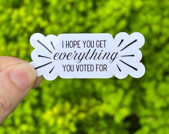 Vinyl Sticker "I hope you get EVERYTHING you voted for", Anti Trump Sticker