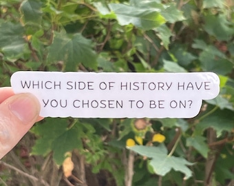 Vinyl Sticker "Which side of history have you chosen to be on?", Anti Trump Sticker Anti Fascist Anti Muskrat FDT