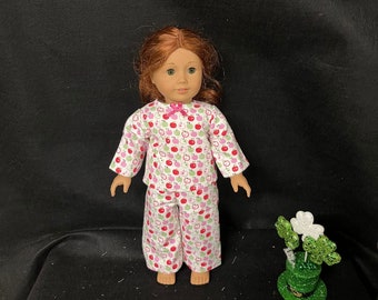 18 Inch Doll Clothes Handmade to Fit Like American Girl Doll Clothes Apple Pajamas or Loungewear Child Handmade Gift