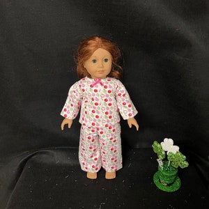 18 Inch Doll Clothes Handmade to Fit Like American Girl Doll Clothes Apple Pajamas or Loungewear Child Handmade Gift image 1